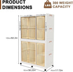 Portable Wardrobe Closet Storage Organizer, Foldable Armoire Wardrobe Closet with 2 Hanging Rods, 6 Magnetic Doors-6 Cubes an