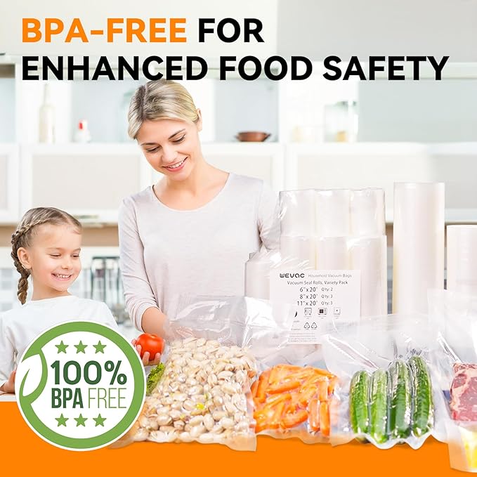[2024 New] 6" x 50' 3 Rolls, Vacuum Sealer Rolls Bags for Food, Great for Food Storage, Sous Vide and Meal Prep, Wevac Lite