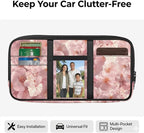 Car Sun Visor Storage Bag,Cherry Blossom Scratch-Resistant Car Essentials Tool Pack Car Visor Organizer with Zipper Fits Most Vehicles, SUVs, Trucks