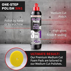 menzerna All-in-One polishing Kit I Car polishing Set with Menzerna One-Step Polish 3in1 (16oz) and 6 Inch Polishing Pad I Moderate Scratch Remover, high Gloss and Wax Kit for All Types of Vehicles
