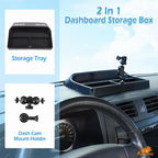Aunginsy Center Console Dashboard Storage Organizer Tray with Dash Cam Mount Holder Compatible with Hummer H3 2005-2009, Car Cameras Bracket for Go pro/Action Camera Video Record Accessories