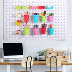Sieral 64 Pieces Pegboard Bins Pegboard Cups with Hooks and Loops Peg Hooks Assortment Organizer Accessory for Organizing Acc