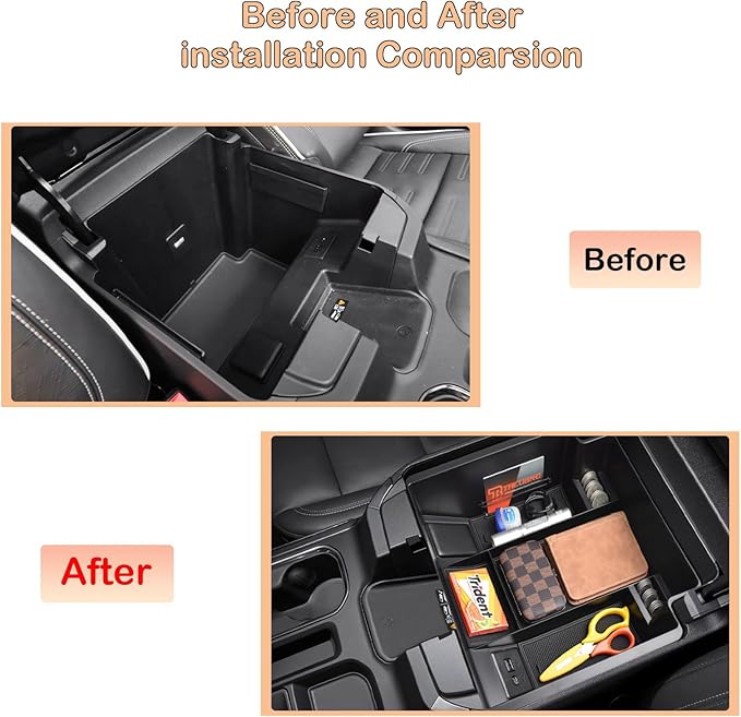 TACORBO Center Console Full Organizer Tray Compatible with Refreshed 2022-2023 2024 2025 Silverado/Sierra 1500,2024 2025 Chevy Silverado/GMC Sierra 2500HD 3500HD,Front Bucket Seats Only