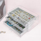 Weiai Acrylic Jewelry Box 3 Drawers, Velvet Jewellery Organizer, Earring Rings Necklaces Bracelets Display Case Gift for Wome