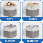 Temary Fabric Storage Baskets for Organizing, Grey Basket for Shelves, Collapsible Baskets with Handles for Shelves, Home, Cl