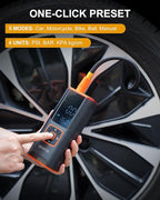 Tire Inflator Portable Air Compressor, 6X Faster 180 PSI Cordless Air Compressor, Air Pump with Pressure Gauge - Portable Tire Inflator for Car, Pickup, Motor, Bicycle, Balls and More