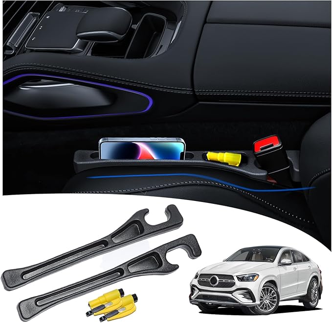 【Compatible with Mercedes-Benz GLE GLC】 Seat Gap Filler,No Drop Seat Guard Compatible with Mercedes-Benz GLE GLC,Drop Seat Guards for Cars(2Pcs),Emergency Keychain Car Escape Tool(2Pcs)