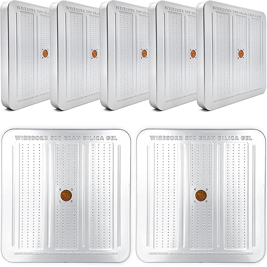 7 Packs 500 Gram Desiccant Canisters, Indicating & Rechargeable Gun Safe Dehumidifier, Portable Desiccant Canister, Silica