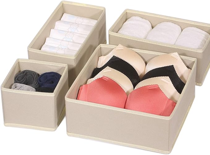 DIOMMELL 12 Pack Foldable Cloth Storage Box Closet Dresser Drawer Organizer Fabric Baskets Bins Containers Divider for Clothe