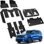 LASFIT Floor Mats & Backrest Mats & Cargo Mat for Kia Carnival 2026 2025 2024 2023 2022 (Only Fit Gas & 8 Seats), All Weather TPE Custom Fit Floor Liners Full Set Car Mats Trunk Mat Accessoires, Black