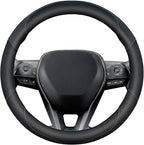 Soft Leather Steering Wheel Cover with Breathable Design and Anti-Slip Grip, Fully Compatible with Tesla, Toyota, Honda, Niss