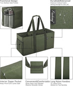 Finnhomy 42L Extra Large Utility Tote Bag, Oxford Fabric Reusable Folding Grocery Bags with Handles and Pockets, 2 Pack