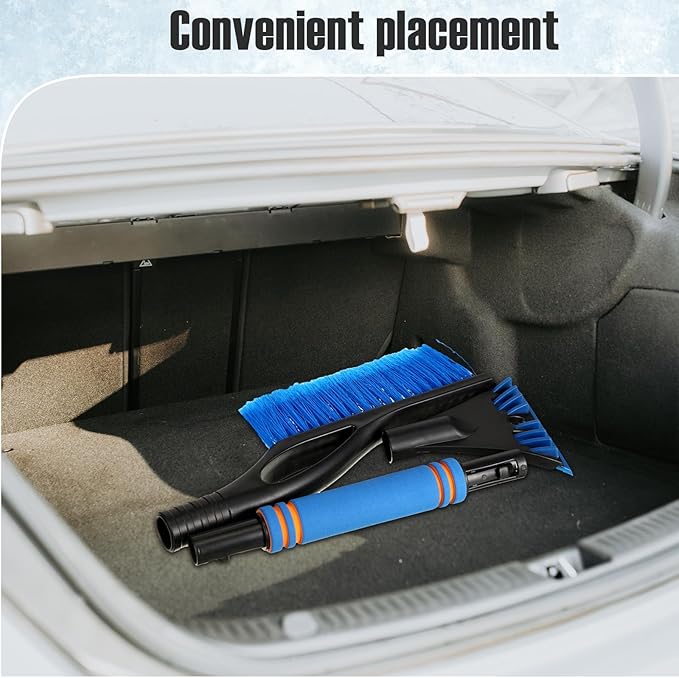 Baderke Snow Brush and Ice Scrapers for Car Windshield Detachable Window Snow Scrapers and Brush with Ergonomic Foam Grip Ice Removal Tool for Cars, Trucks, Suvs(Blue)