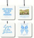 Blue Christian Car Air Freshener 4 Pcs, Coquette Blue Bow Bible Verse Religious Hanging Air Freshener for Cars Closet Drawer 