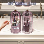 Dustproof Toothbrush Holders with Cover, Rotating Electric Toothbrush and Toothpaste Holder for Bathroom Countertop, 3 Slots 