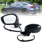 Left Driver Side Mirror Fits 2022-2025 HONDA CIVIC Sedan/Hatchback With Power Glass, Heated, Blind Spot Detection and Manual Folding Match to Crystal Black Pearl Replace HO1320351 (7 Pins)