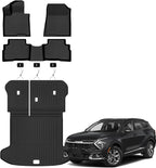 Auxko All Weather Floor Mats Cargo Mat with Backrest Mat for Kia Sportage 2023-2025 2026 Hybrid TPE Liners Accessories Guard Odorless Anti-Slip Floor Liners Trunk Tray with Back Seat Protectors