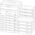 28 Pack Mixed Sizes Rectangular Mini Plastic Containers Clear Plastic Storage Boxes with Hinged Lids and Labels Empty Beads O