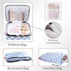 U+U 8 Set Compression Packing Cubes - Ultralight Travel Organizers with Laundry Bag and Cosmetic Bag, Space-Saving Suitcase O