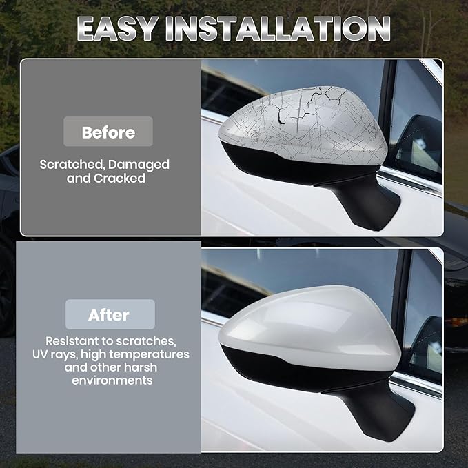 Right Passenger Side Mirror Cover Caps Compatible with Chevrolet Chevy Cruze 2017 2018 2019 Replacement Rear view Mirrors Trim (Silver)