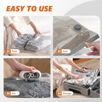 Travel Vacuum Bags with Wireless Pump, 15 Pack Vacuum Storage Bags with Powerful -70KPa Suction, for Maximum Compression in L