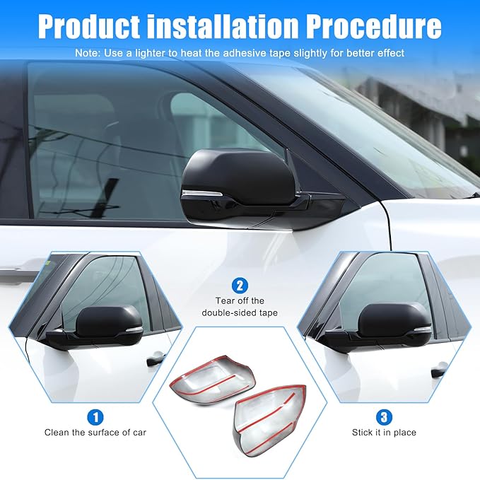 2PCS Side Door Mirror Cover for Toyota Tundra 2022-2025/ Sequoia 2023-2025, Car Exterior Rear View Mirror Housing Protector Cover Cap Self-adhesive Accessories ABS (with turn signal lights)