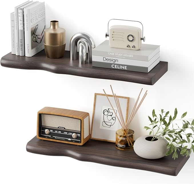 Floating Shelves for Wall Rustic Farmhouse 24 Inch Floating Shelf Bathroom Wooden Shelves for Wall Mounted Live Edge Pine She