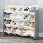 Humble Crew Supersized Toy Storage Organizer with 16 Removable Bins, Grey/White – Large Toy Storage for Toddlers Ideal for Ki