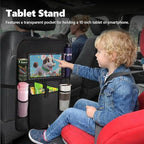 2PCS Car Backseat Organizer with 10" Tablet Holder, Waterproof Oxford Fabric Auto Back Seat Protector Kick Mat, Multi-Pocket Back Seat Organizer Storage, Travel Car Accessories (Large Pocket)