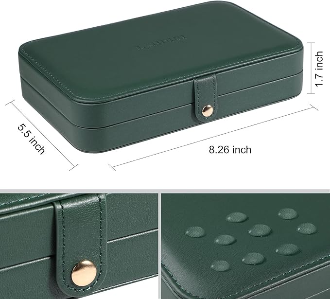 LANDICI Small Jewelry Box for Women Girls, PU Leather Travel Jewelry Organizer Case, Jewellery Storage Holder Display for Rin