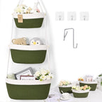 Hanging Storage Baskets, Over the Door Basket, Cotton Wall Baskets Storage, Hanging Door Basket with 4 Hooks