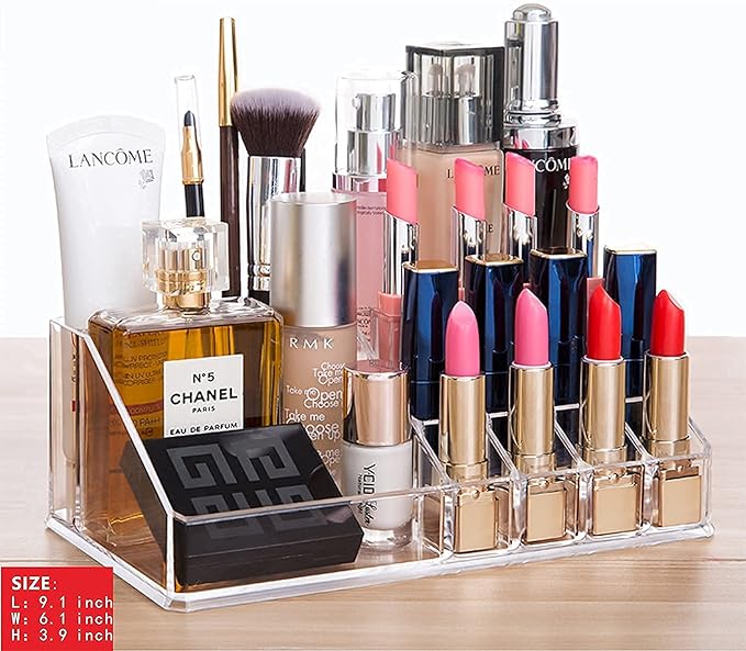 Cq acrylic 3 Pack Clear Makeup Organizer for Vanity,Countertop,Stackable 8 Drawers Cosmetic Storage for Hair Clip,Jewelry,Lip
