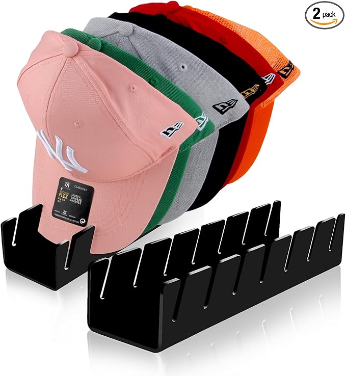 Hat Stand for Baseball Caps, 2 Pack No Install Acrylic Hat Organizer for 14 Baseball Caps Storage Organizer, Hat Racks Hat Ho