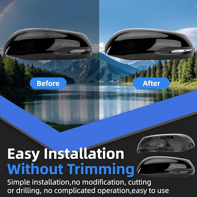 Driver Side Mirror Cover Replacement for Honda CRV 2017 2018 2019 2020 2021 2022 - Left Side Mirror Covers, Rear View Mirror Cap Accessories Black, With Lamp