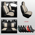 FREESOO Car Seat Covers Full Set, Leather Seat Covers for SUV, Beige Black Car Seat Covers Front Seats and Back, Waterproof C