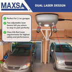 Maxsa 37314 Park Right Dual Laser Parking Guide for Garage with Adjustable 360-Degree Lasers, Motion Activated with LED Light, AC Adapter and Battery Backup, Car and SUV Parking Guide, Silver