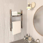 J JACKCUBE DESIGN Rustic Wood Wall Mount Towel Rack with Shelf, Blanket Ladder for Bathroom, Kitchen Hand Towels Holder, Stai
