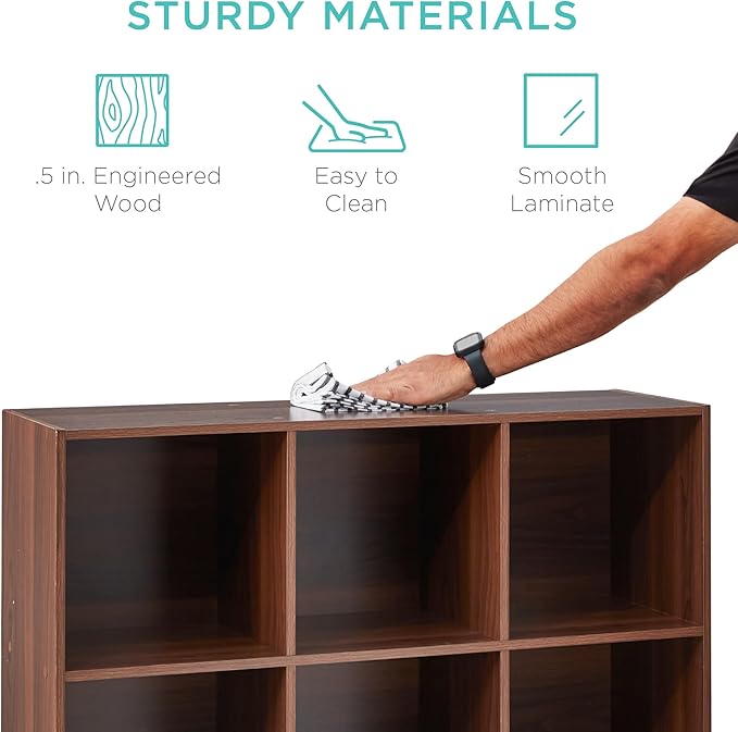 Best Choice Products 9-Cube Storage Organizer, 11in Shelf Opening, Bookcase, Display Shelf, Customizable w/ 3 Removable Back 