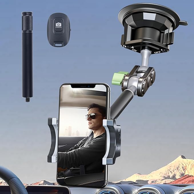 leepiya Phone Mount for car, 360° Adjustable Dashboard Windshield Car Phone Holder Mount, Ultra-Durable Metal,car Mount for Camera vlogging, Car Phone Mount for iPhone Samsung All Smartphones
