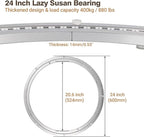 24 Inch Lazy Susan Aluminum Alloy Rotating Turntable Bearing, Non - Slip Mute Metal Bearing Swivel Plate Hardware for Dining 