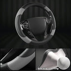 GIANT PANDA Steering Wheel Cover for Honda Civic(2006-2015),CR-Z, Insight, S2000 (Gray+Black-Small Size)