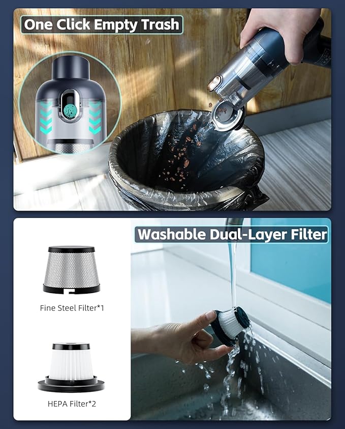 Car Vacuum Cleaner&Air Duster | 80W | 16kpa | 12KRPM | 20 Mins-Dust Cleaner Portable Cordless Vacuum Pro-Compressed Air Blowe