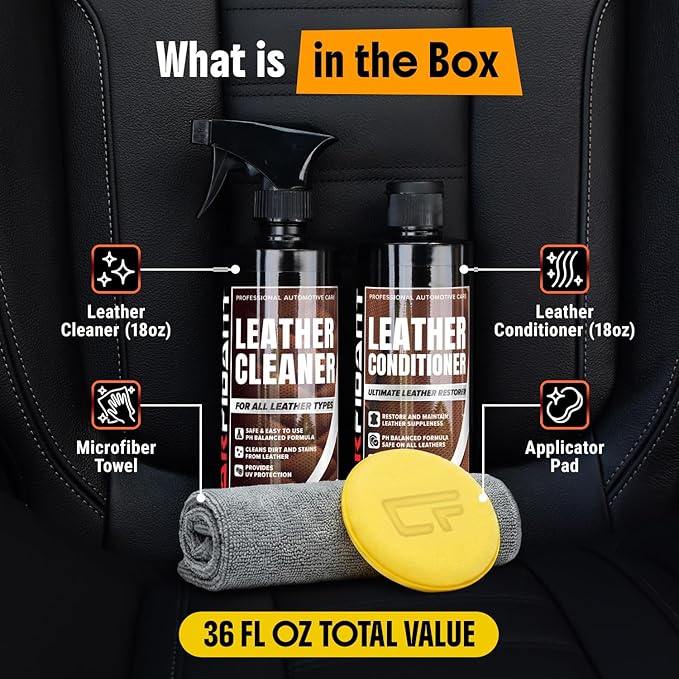 Car Leather Cleaner and Conditioner - pH Neutral, Non-Toxic & Non-Greasy - Gently Cleans, Restores and Protects Leather Seats