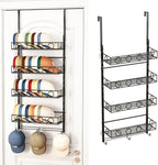Over Door Hat Organizer 5 Tier Wall Mounted Hat Rack with 4 Adjustable Metal Basket and 3 Hooks Hat Organizer for Baseball ca