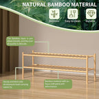 ROMGUAR CRAFT 2-Tier Bamboo Long Shoe Rack, Free Standing Wood Shoe Shelf Storage Organizer for Closet Entryway Stackable 35"