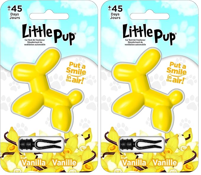 Little Pup 96602 Vanilla Scent, Car Air Freshener, Clips to A/C Air Vent, Alcohol-Free Fragrance Oil, Non-Hazardous and Non-T