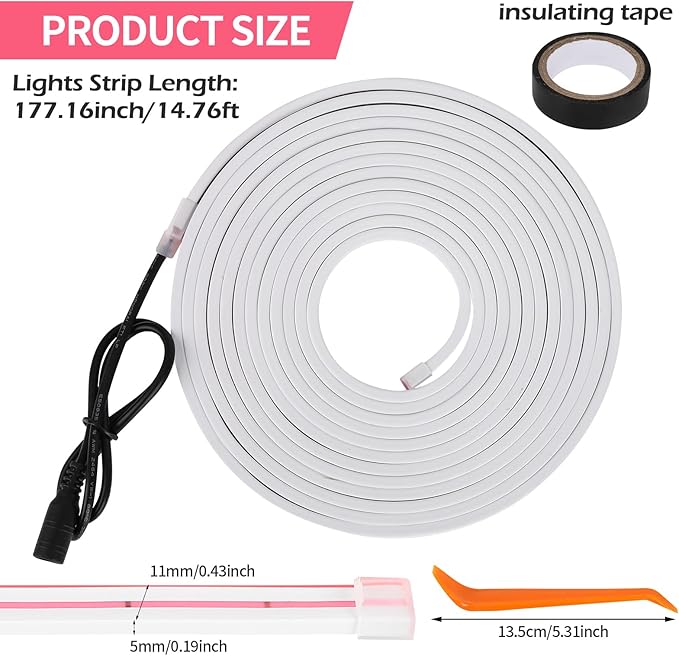 HOLDCY Car LED Strip Lights - Trunk Cargo Ambient Lighting, Pink 10000K, 177.16 inches Flexible Cuttable LED Light Strip, Easy Install, Waterproof, Universal Fit for Car Trunks, SUVs, and Vans