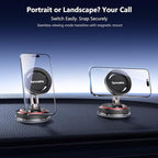 SYNCWIRE for MagSafe Car Mount [2-Axis Design] Nano Adhesive Gel + Suction Cup Magnetic Phone Holder for Dashboard & Windshield, 360° Adjustable for iPhone 17 16 15 14 13 12 11, Samsung, Matte Black
