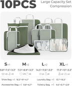 Percover Compression Packing Cubes 10-Piece Set, Packing Cubes Compression for Travel with Toiletry Bag, Laundry Bag & Shoe B