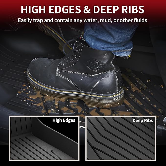 LASFIT Floor Mats for Mercedes Benz E Class 2017-2023 E300 / E350 / E400 / E450/ E43 AMG / E53 AMG / E63 AMG S (Fit Sedan & Wagon Only), All Weather TPE Floor Liners for E Class, 1st & 2nd Row